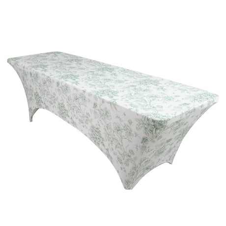 8 ft Fitted Spandex Tablecloth French Toile Table Cover