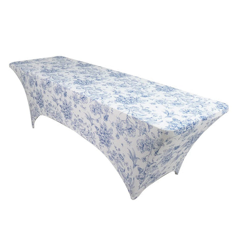 8 ft Fitted Spandex Tablecloth French Toile Table Cover