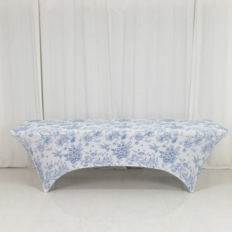 8 ft Fitted Spandex Tablecloth French Toile Table Cover