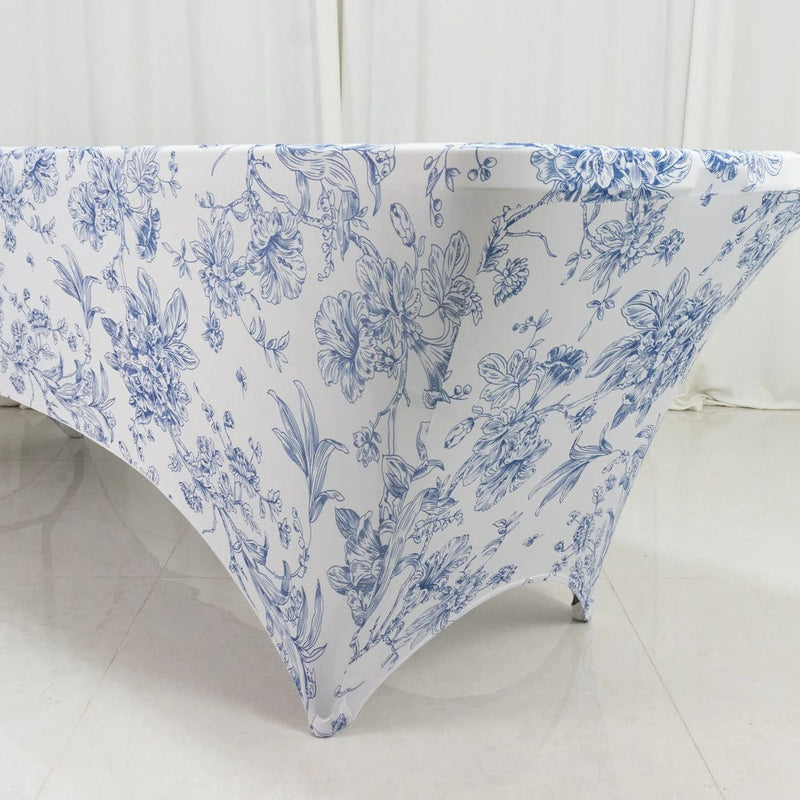 8 ft Fitted Spandex Tablecloth French Toile Table Cover