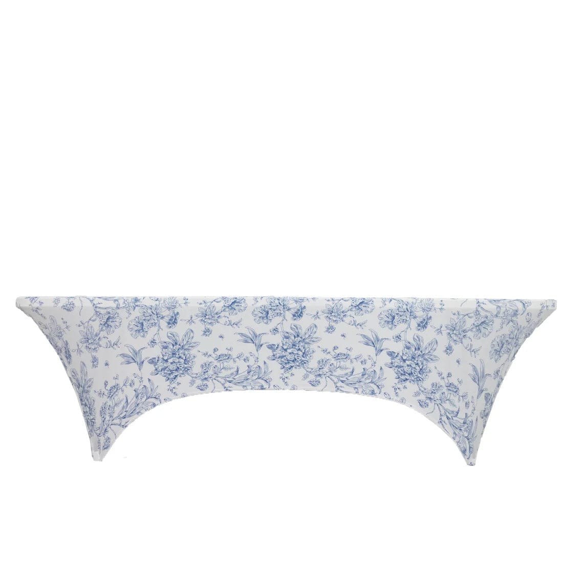 8 ft Fitted Spandex Tablecloth French Toile Table Cover TAB_REC_SPX8FT_FLORFT_BLUE