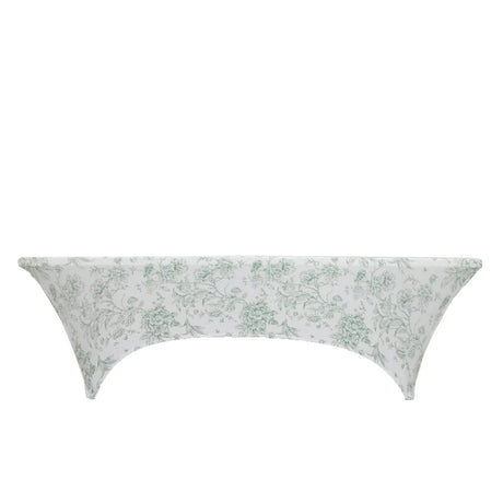 8 ft Fitted Spandex Tablecloth French Toile Table Cover TAB_REC_SPX8FT_FLORFT_DSG