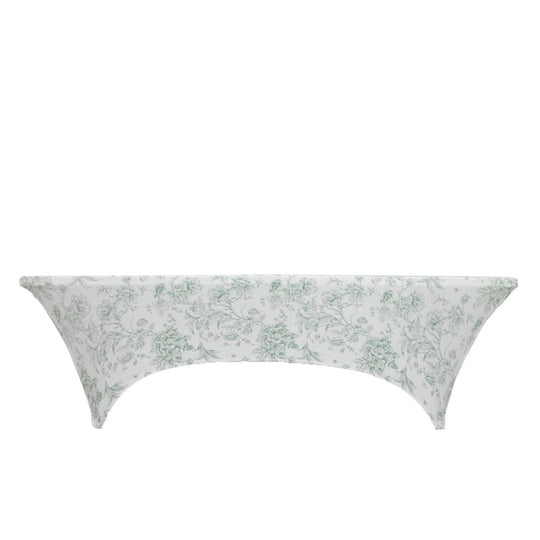 8 ft Fitted Spandex Tablecloth French Toile Table Cover TAB_REC_SPX8FT_FLORFT_DSG