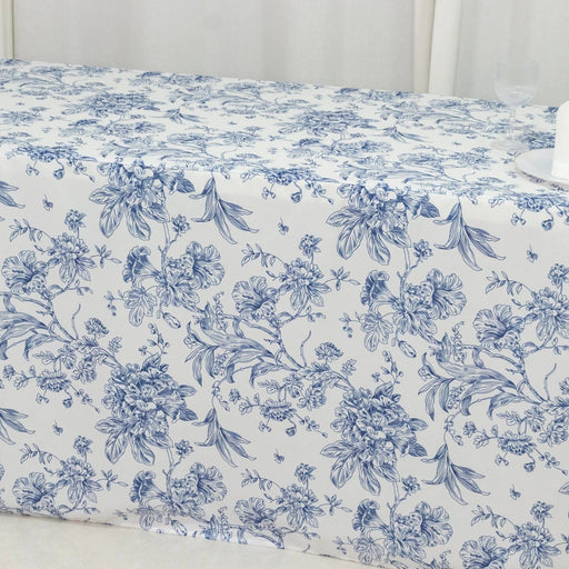 8 ft French Toile Fitted Polyester Rectangle Tablecloth