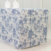 8 ft French Toile Fitted Polyester Rectangle Tablecloth