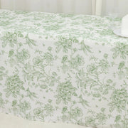 8 ft French Toile Fitted Polyester Rectangle Tablecloth