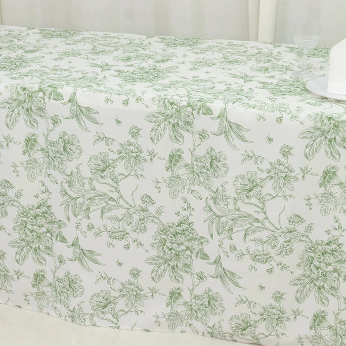 8 ft French Toile Fitted Polyester Rectangle Tablecloth