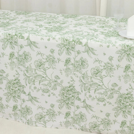 8 ft French Toile Fitted Polyester Rectangle Tablecloth
