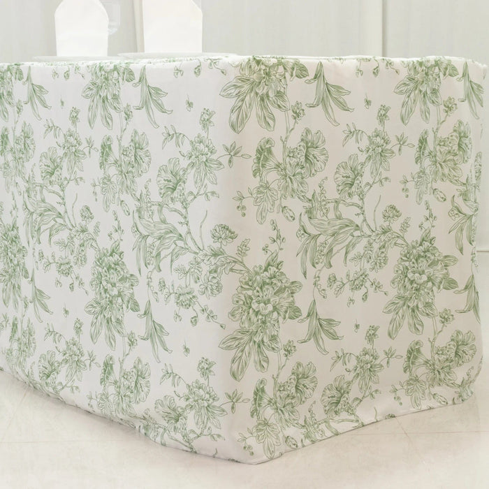 8 ft French Toile Fitted Polyester Rectangle Tablecloth