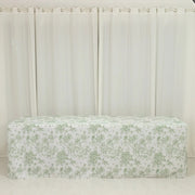 8 ft French Toile Fitted Polyester Rectangle Tablecloth