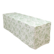 8 ft French Toile Fitted Polyester Rectangle Tablecloth