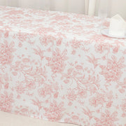 8 ft French Toile Fitted Polyester Rectangle Tablecloth