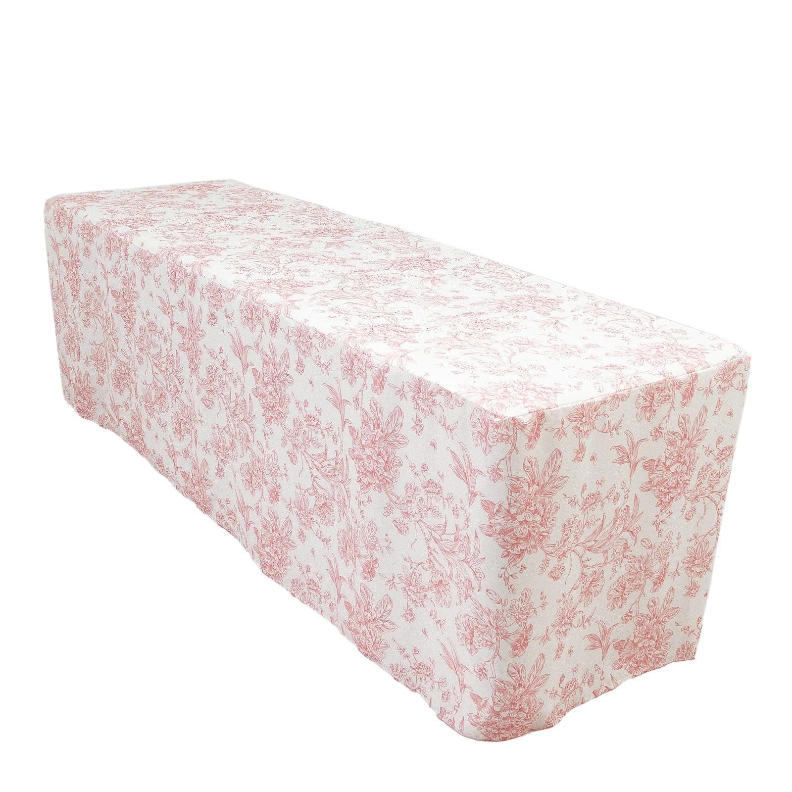 8 ft French Toile Fitted Polyester Rectangle Tablecloth
