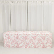 8 ft French Toile Fitted Polyester Rectangle Tablecloth