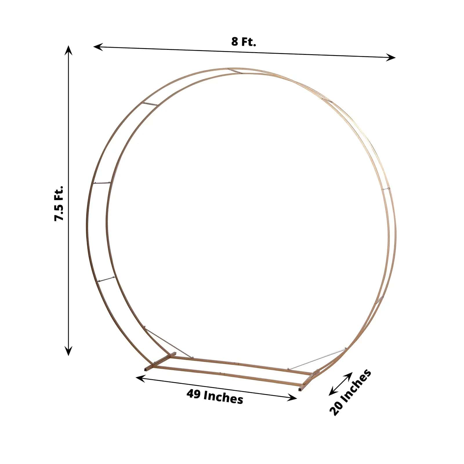 8 ft Heavy Duty Metal Double Hoop Wedding Arch Photo Backdrop Stand - Gold BKDP_STNDCIR5_7_GOLD