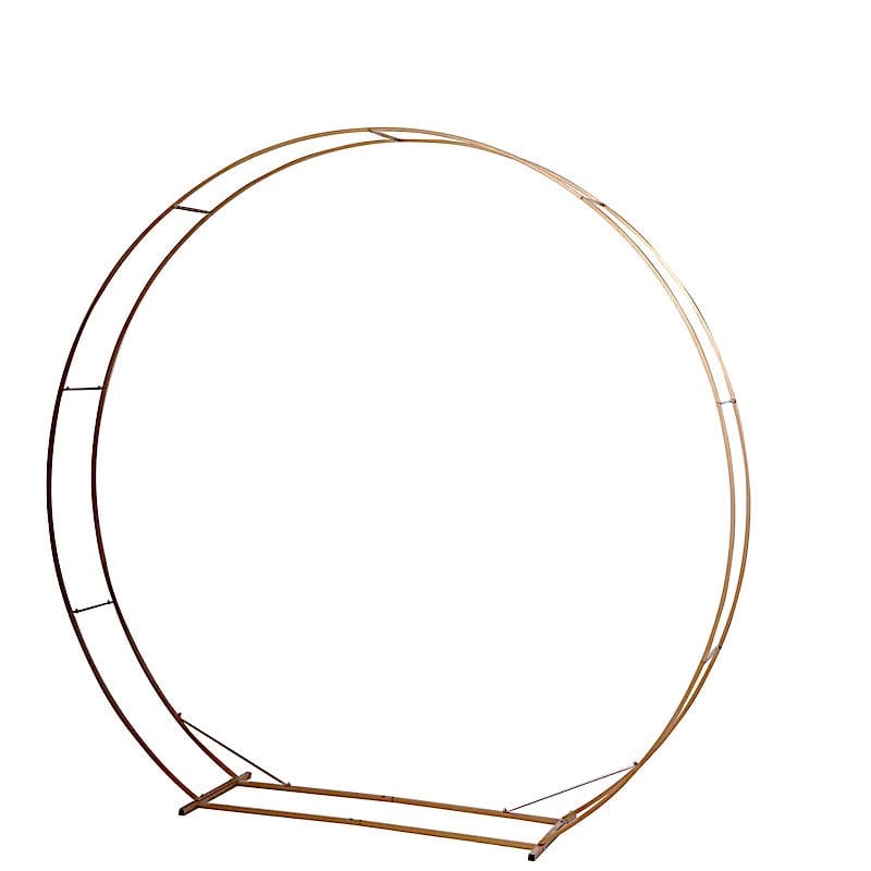 8 ft Heavy Duty Metal Double Hoop Wedding Arch Photo Backdrop Stand - Gold BKDP_STNDCIR5_7_GOLD