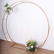 8 ft Heavy Duty Metal Double Hoop Wedding Arch Photo Backdrop Stand - Gold BKDP_STNDCIR5_7_GOLD