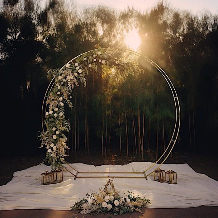 8 ft Heavy Duty Metal Double Hoop Wedding Arch Photo Backdrop Stand - Gold BKDP_STNDCIR5_7_GOLD