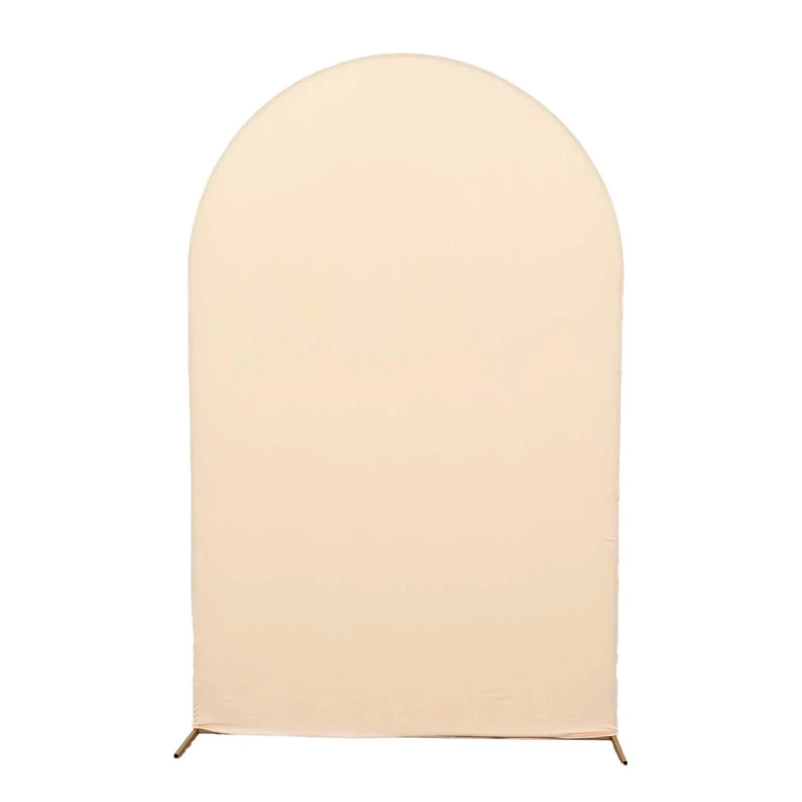 8 ft Matte Fitted Spandex Round Top Wedding Arch Backdrop Stand Cover IRON_STND06_SPX_XL_081