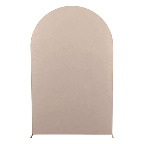 8 ft Matte Fitted Spandex Round Top Wedding Arch Backdrop Stand Cover IRON_STND06_SPX_XL_NUDE