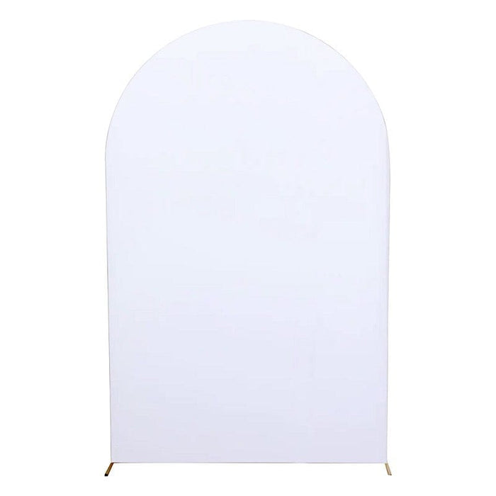 8 ft Matte Fitted Spandex Round Top Wedding Arch Backdrop Stand Cover IRON_STND06_SPX_XL_WHT