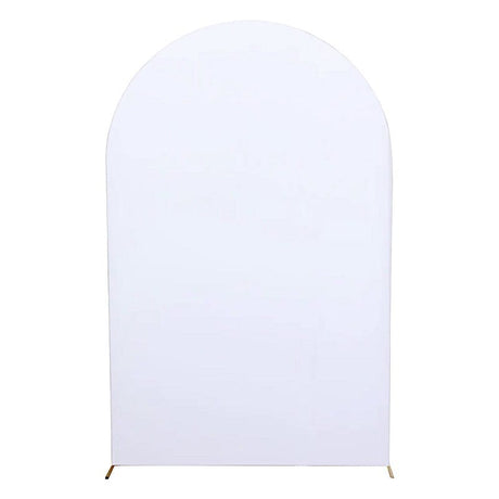 8 ft Matte Fitted Spandex Round Top Wedding Arch Backdrop Stand Cover IRON_STND06_SPX_XL_WHT