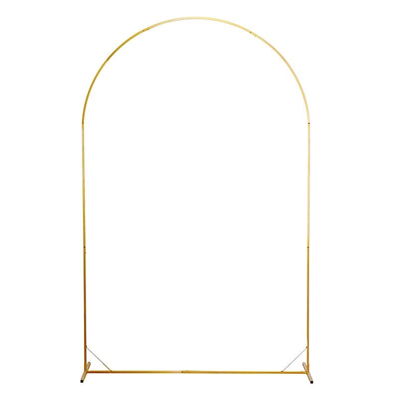 8 ft Metal Backdrop Stand Floral Display Frame with Round Top - Gold IRON_STND06_XL_GOLD