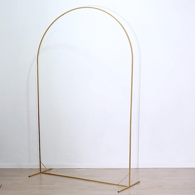 8 ft Metal Backdrop Stand Floral Display Frame with Round Top - Gold IRON_STND06_XL_GOLD