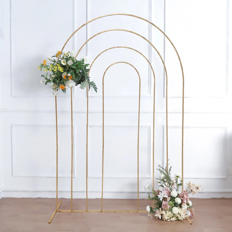 8 ft Metal Multi-Layered Round Top Chiara Backdrop Stand - Gold IRON_STND06A_GOLD