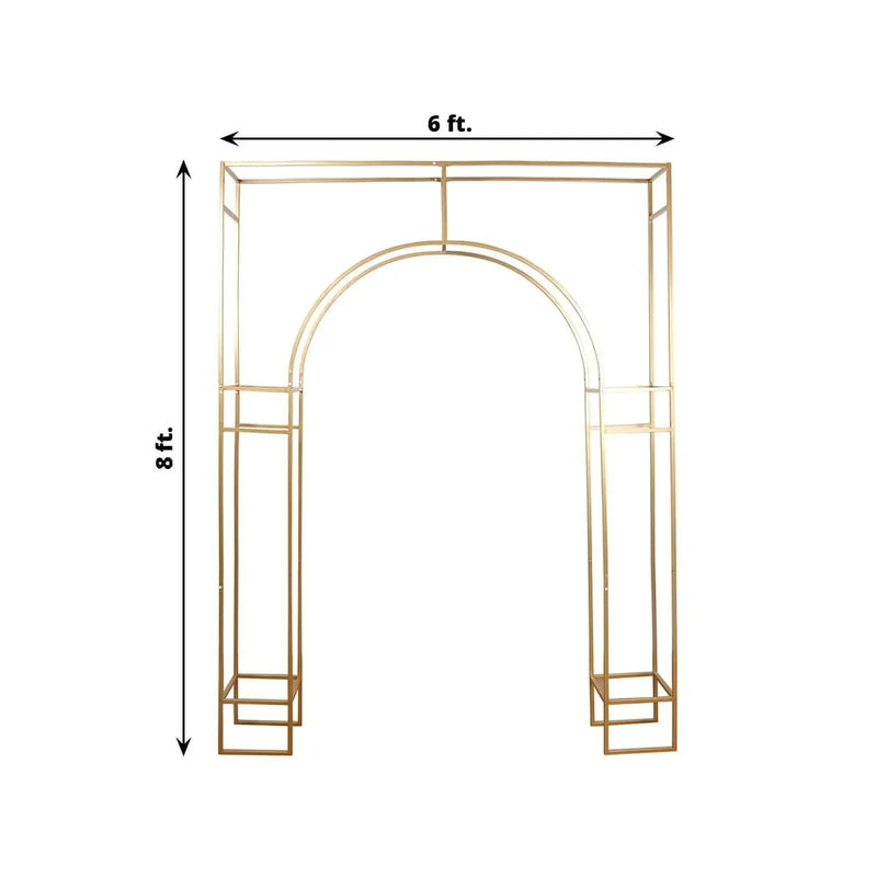 8 ft Metal Rectangular Wedding Arch in Arc de Triomphe Style - Gold BKDP_STND_TRIOM_7_GOLD