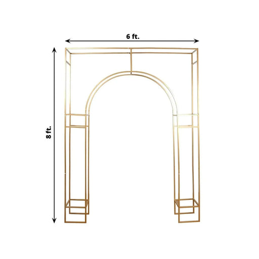 8 ft Metal Rectangular Wedding Arch in Arc de Triomphe Style - Gold BKDP_STND_TRIOM_7_GOLD