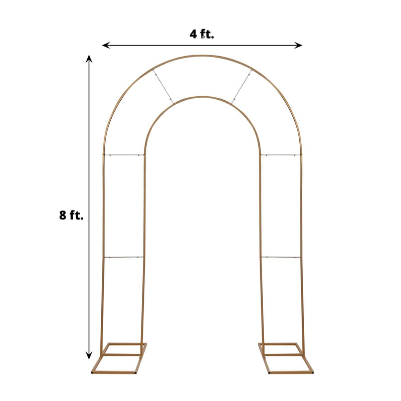 8 ft Metal Round Top Double Arch Wedding Backdrop Stand - Gold IRON_STND18_L_GOLD