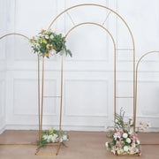 8 ft Metal Round Top Double Arch Wedding Backdrop Stand - Gold IRON_STND18_L_GOLD