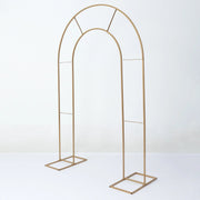 8 ft Metal Round Top Double Arch Wedding Backdrop Stand - Gold IRON_STND18_L_GOLD