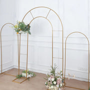 8 ft Metal Round Top Double Arch Wedding Backdrop Stand - Gold IRON_STND18_L_GOLD