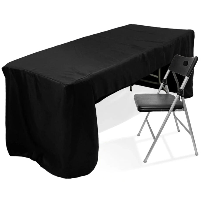 8 ft Open Back Fitted Polyester Rectangle Tablecloth
