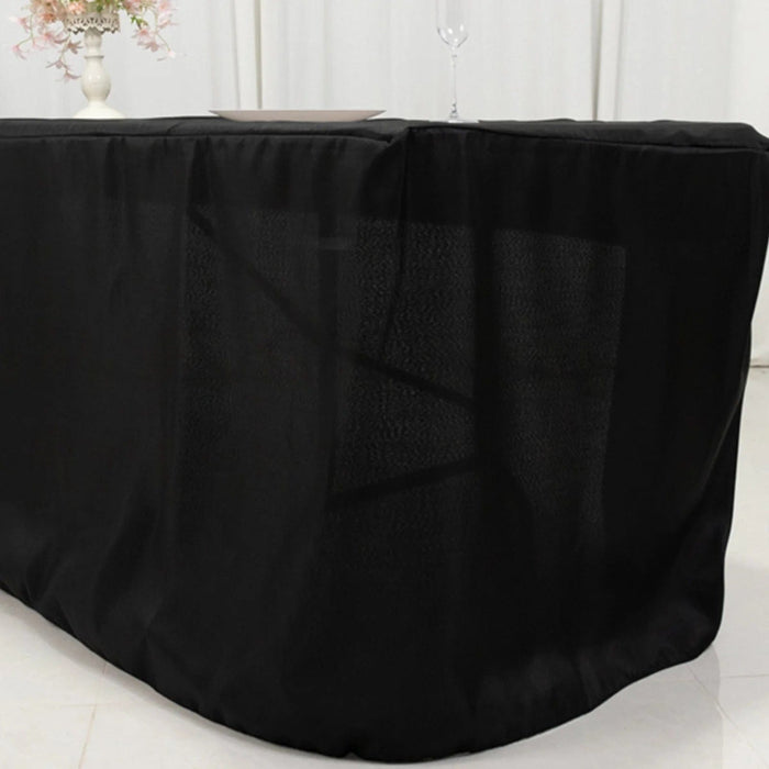 8 ft Open Back Fitted Polyester Rectangle Tablecloth