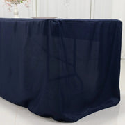 8 ft Open Back Fitted Polyester Rectangle Tablecloth