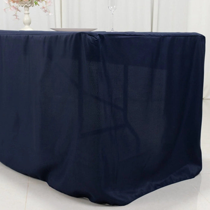 8 ft Open Back Fitted Polyester Rectangle Tablecloth