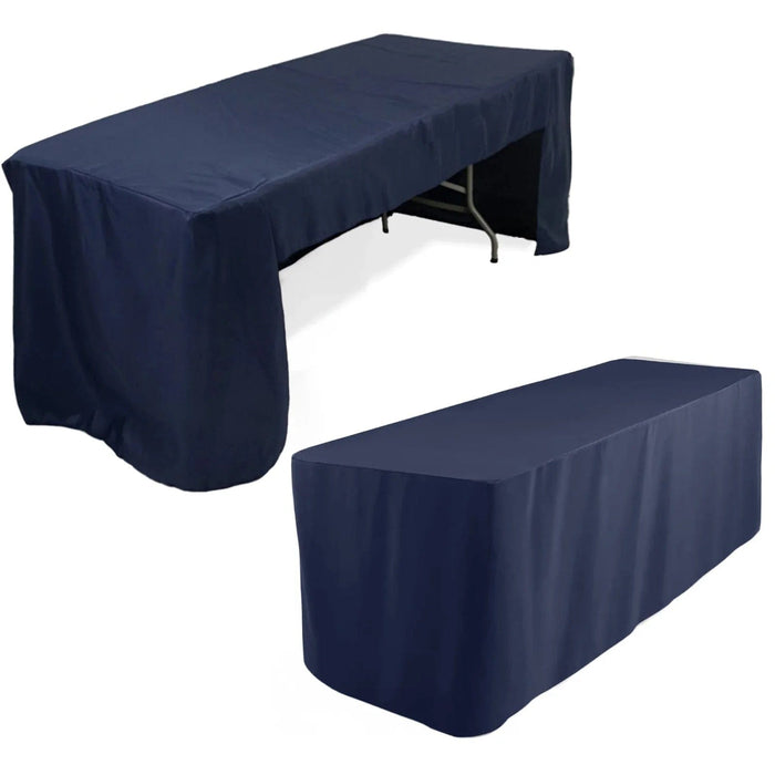 8 ft Open Back Fitted Polyester Rectangle Tablecloth