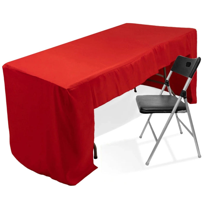 8 ft Open Back Fitted Polyester Rectangle Tablecloth