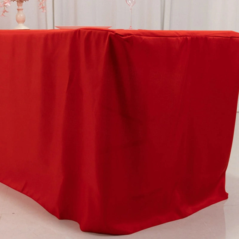 8 ft Open Back Fitted Polyester Rectangle Tablecloth