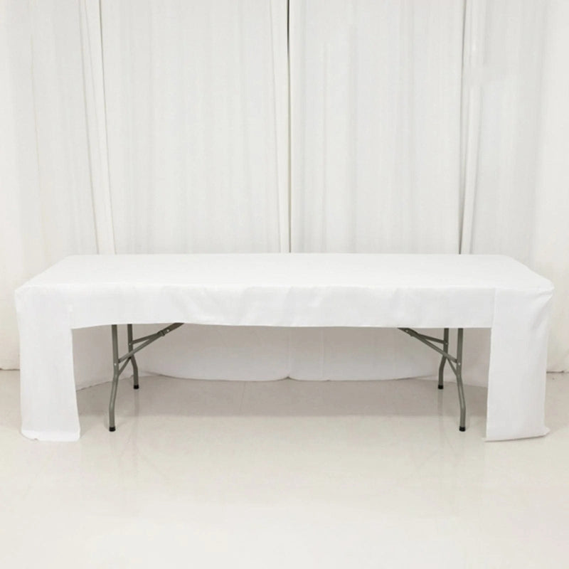 8 ft Open Back Fitted Polyester Rectangle Tablecloth