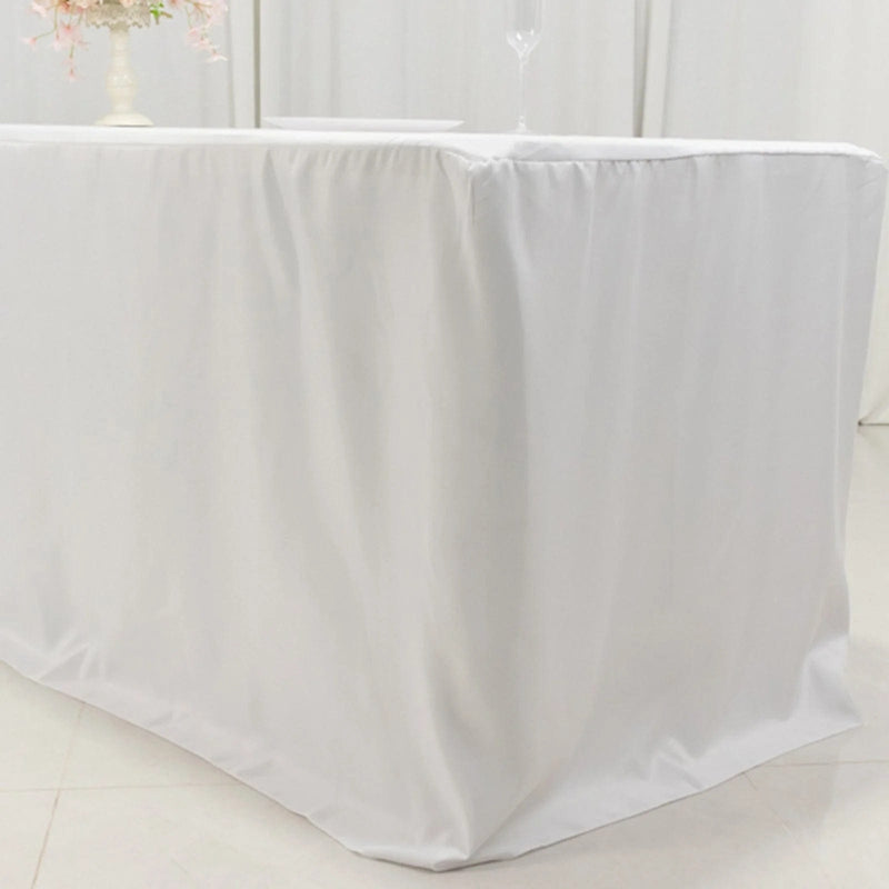 8 ft Open Back Fitted Polyester Rectangle Tablecloth