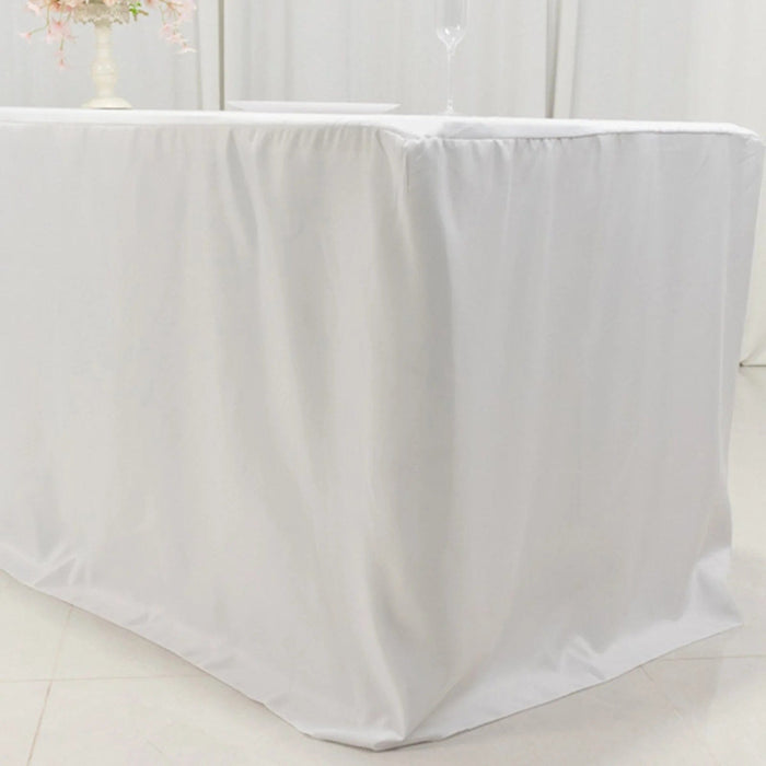 8 ft Open Back Fitted Polyester Rectangle Tablecloth
