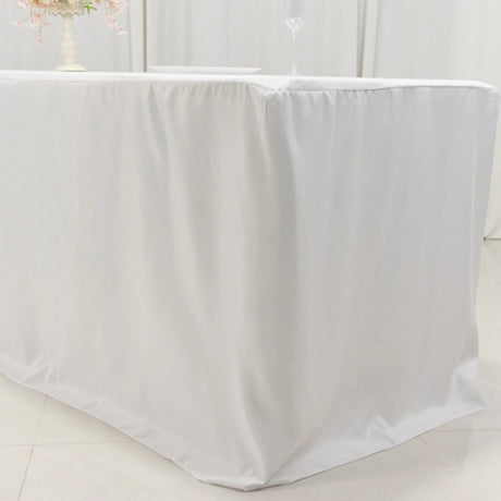 8 ft Open Back Fitted Polyester Rectangle Tablecloth