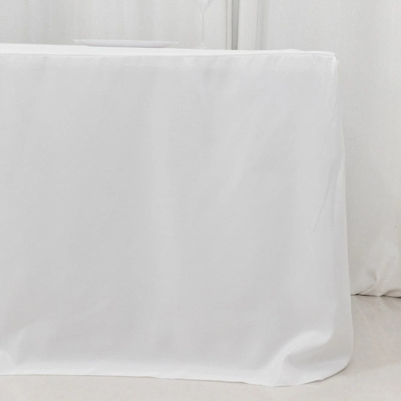 8 ft Open Back Fitted Polyester Rectangle Tablecloth