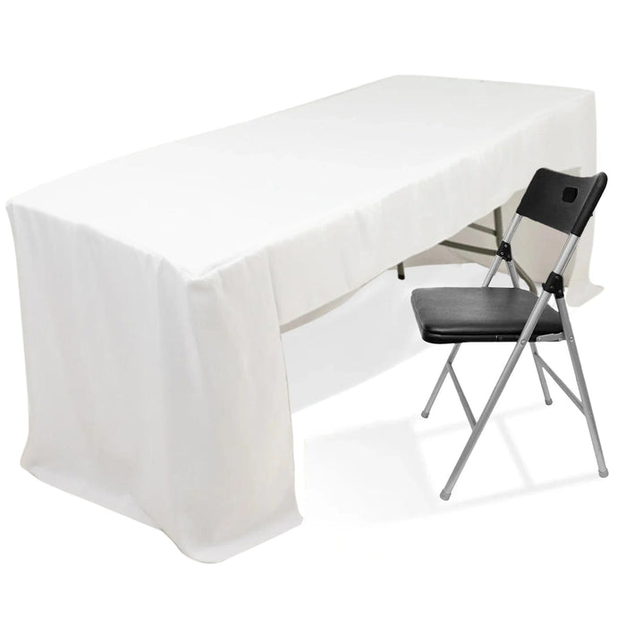 8 ft Open Back Fitted Polyester Rectangle Tablecloth