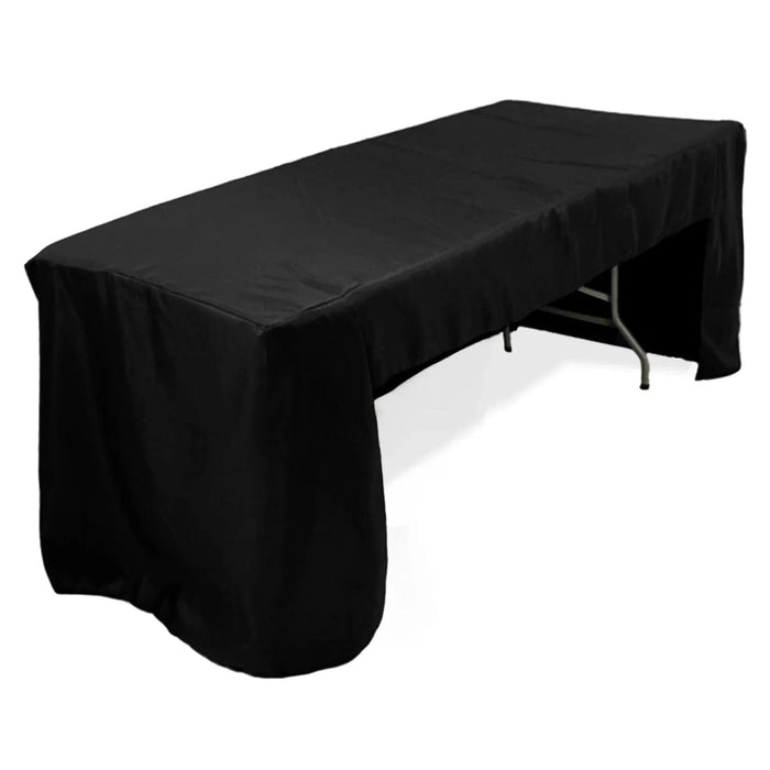 8 ft Open Back Fitted Polyester Rectangle Tablecloth TAB_FIT8_OPN_BLK