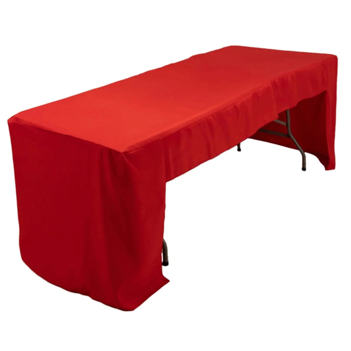 8 ft Open Back Fitted Polyester Rectangle Tablecloth TAB_FIT8_OPN_RED